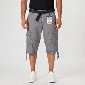 NEW Plugg Messenger Shorts Mens 30 Cargo Drawstring Pockets Belted Outdoor